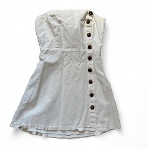 Lulu's White Strapless Button-Trim Mini Dress